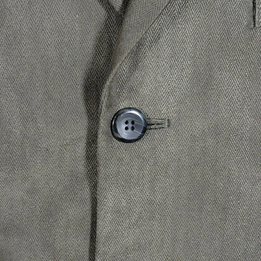 Stafford‎ Essentials Men's Sport Coat Three Button Olive Herringbone Poly Sz 40R